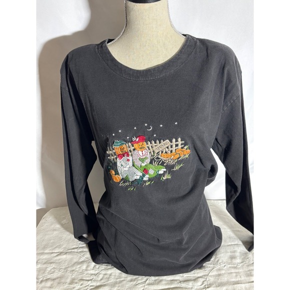 Colleen's Collectables Womens Long Sleeve Fall Halloween Pumpkin Scarecrow Top M - Picture 1 of 11